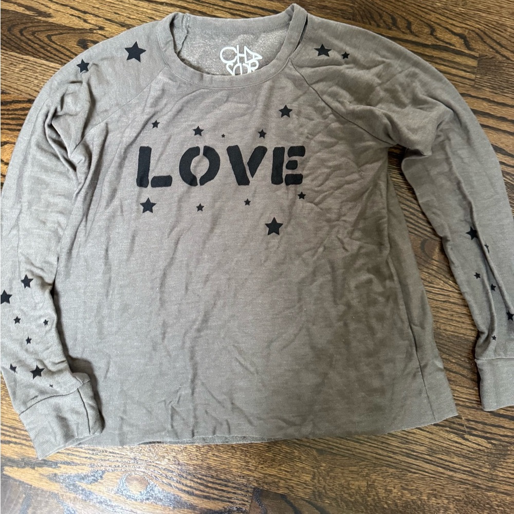 Chaser olive super soft Sweatshirt with Black Star Accents